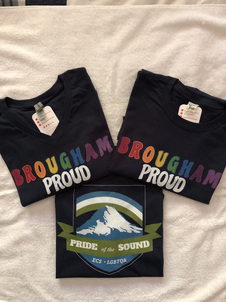 Yay. Just in time for Pride month.  Some new Pride of The Sound tees. Available during Sounders away viewing parties at the Deluxe bar and grill.    #EBFG. #ECS4Life.