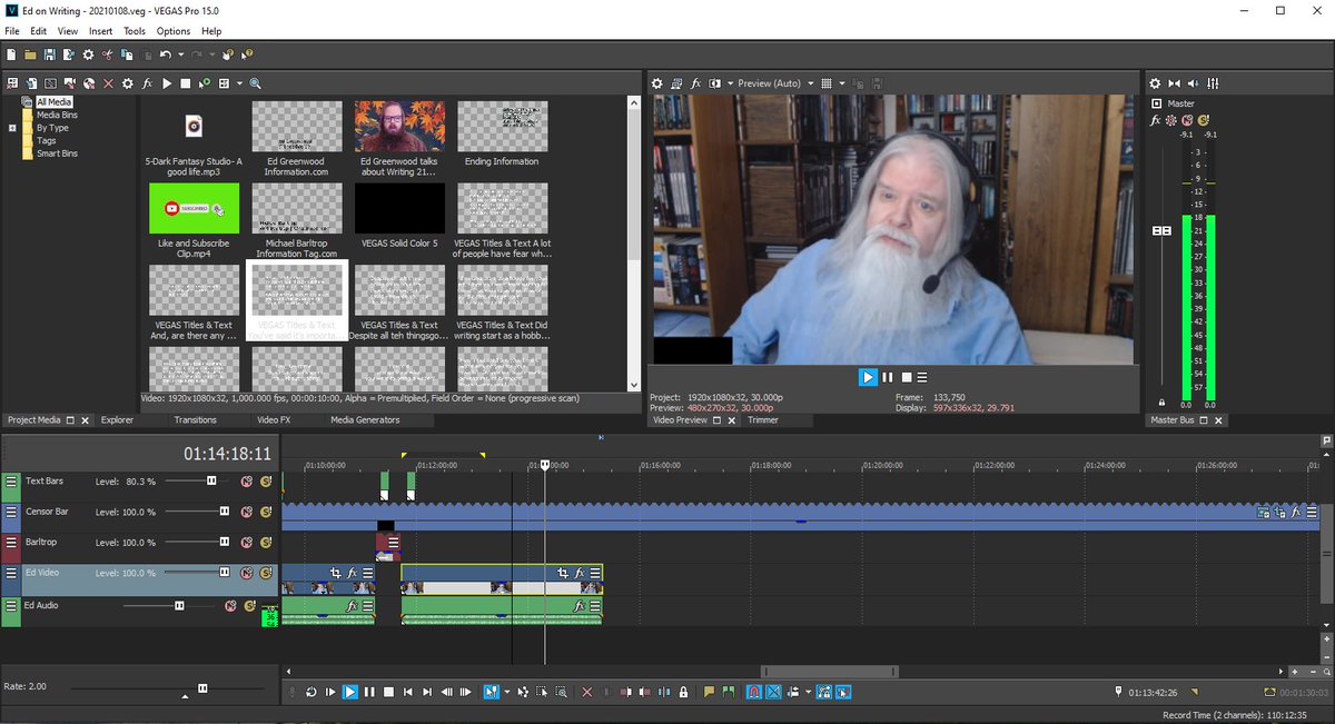 MrBarltrop's tweet photo. Today I returned to video editing!
A multipart interview featuring Ed "@TheEdVerse" Greenwood will be coming to my YouTube channel soon.
Subscribe so you'll be the first to know when it goes live!
#dnd #dnd5e #writing #whatbinder
https://t.co/T6K5HhaRO4 https://t.co/d6FWkVj21a