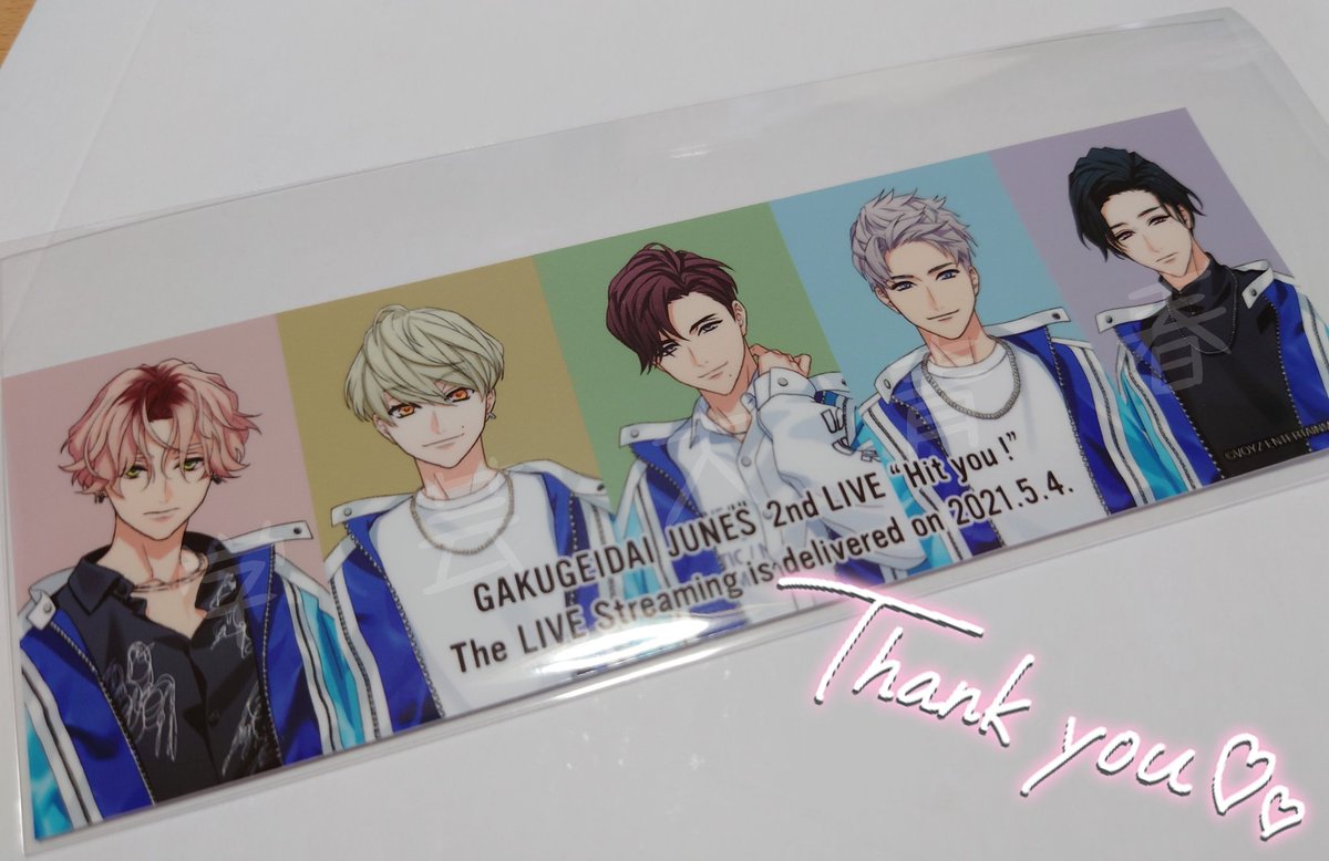 gdjunes_2020's tweet photo. 配信特典ステッカー、いただきました!!LIVE衣装が眩しい😭✨なにかに貼るのはもったいないので、今までのピクチケと一緒に大事に保管します🙏ありがとうございます🌸写真の悪用防止のため、薄っすらじゅねす加工してありますが、現物はもちろん透かしありません👍笑 #学芸大青春 #Hityou https://t.co/ut98iQJwOU