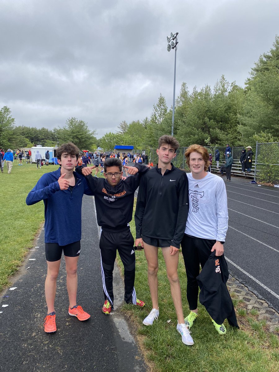 UHS_Spartans's tweet photo. At the District E Open Relay Meet today, C. Caso, A. Ross, C. Gallawan & P. Roy crushed it and took home the gold in the Distance Medley. Their time was 10:48.45. We’ll done boys!!! #SpatanPride https://t.co/uCPvlaCHWK