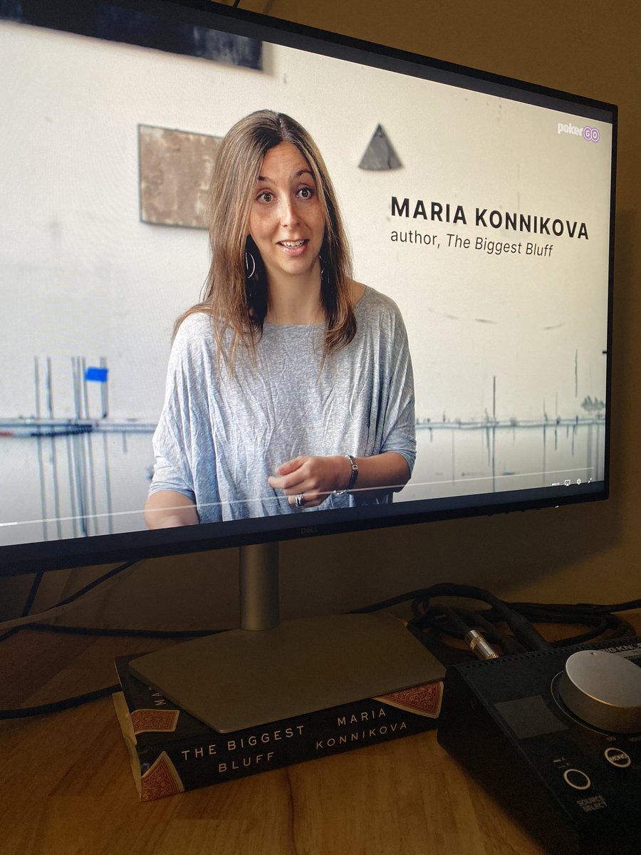 haleboy99's tweet photo. Really enjoying the @SolveForWhyTV poker documentary “To Be Determined” on @PokerGO. Also @mkonnikova I promise I finished your book before using it as a monitor stand. #ToBeDetermined #TheBiggestBluff #SolveForWhyTV https://t.co/JfOCoQ8ypr