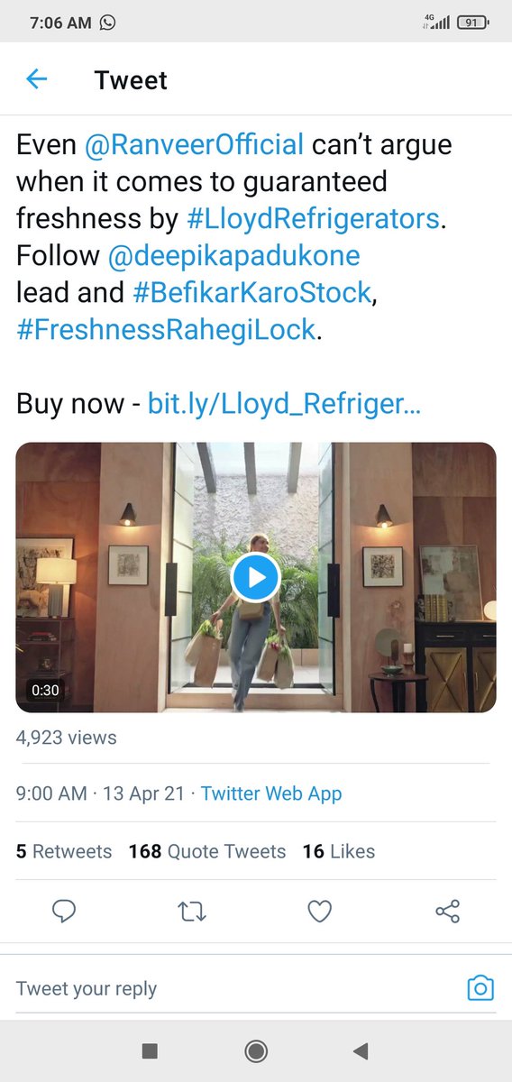 2511_swati's tweet image. This tweet of #LloydRefrigerator has 168 QT, mostly qts are PR. This happen when u spend money on fake actor, charsi bollywood,u need to do PR, as it&apos;s clear no common people is happy with ur product.
#BoycottBollywood