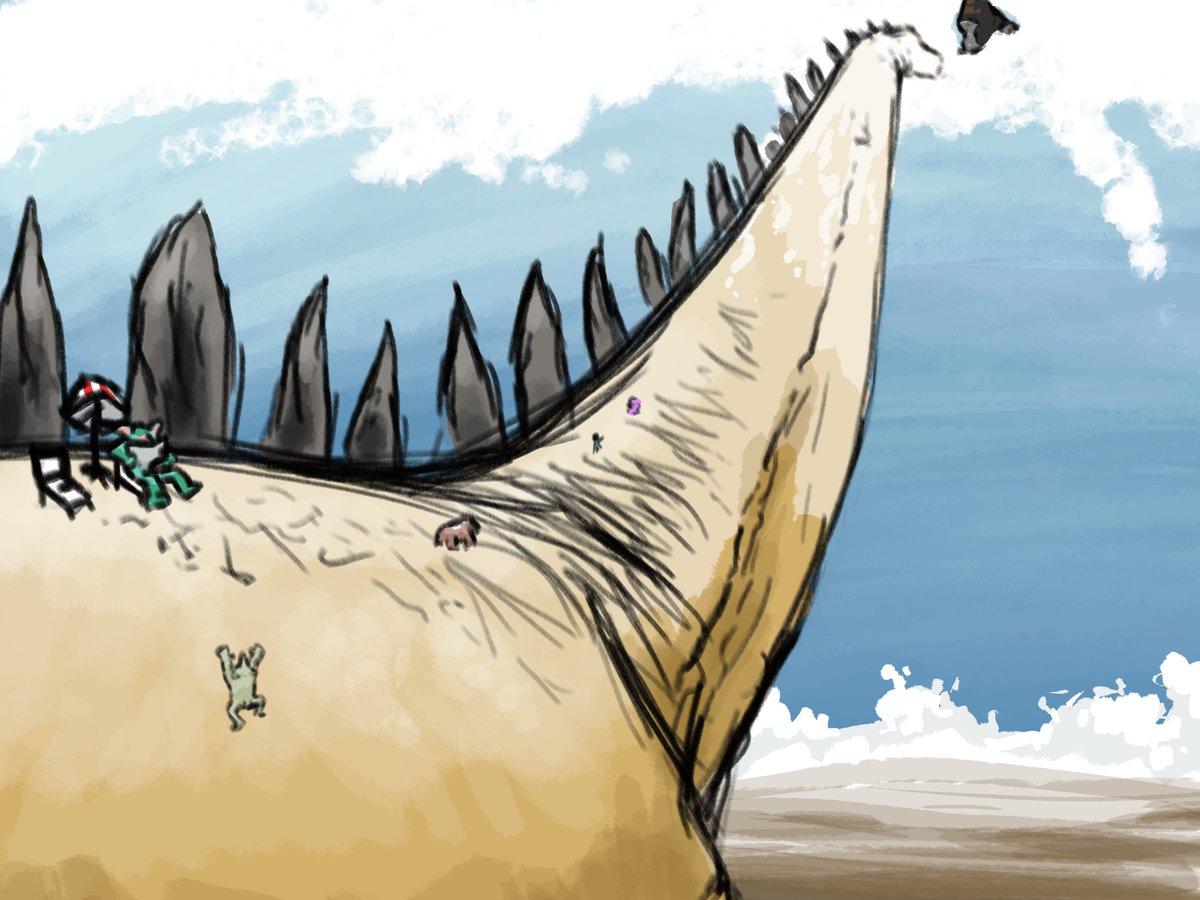 FossilFracas's tweet photo. Today on #Paleostream
@RickRaptor105 gets trolled! The most accurate Amphicoelous ever! The troll-bouncer prevents you from entering the stage!
#art #sketch #meme #streamling #paleoart #coproliteposting #plaeomeme https://t.co/jgV0NF4kWA