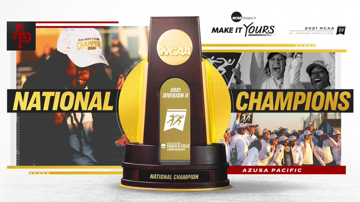 APUCougars's tweet photo. The 2021 NCAA Division II Women’s Outdoor Track &amp; Field National Champions: THE AZUSA PACIFIC COUGARS! Congratulations to @APU_track on becoming the first Cougar program to claim an NCAA national title! https://t.co/1CheL23iP5