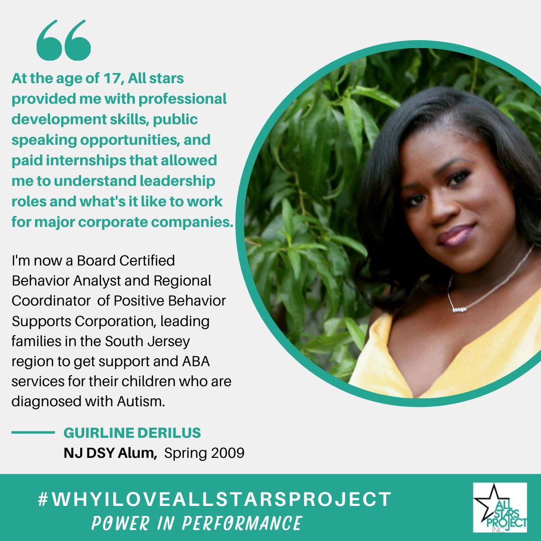 AllStarsProject's tweet photo. Meet 2009 ASP of NJ alum Guirline who credits ASP for her development, drive, and professional success. She is an important alumni leader for us, spreading the word about development with young people across NJ!
#31ReasonsWhyILoveAllStars #PowerinPerformance https://t.co/Vb4KwMlQc2