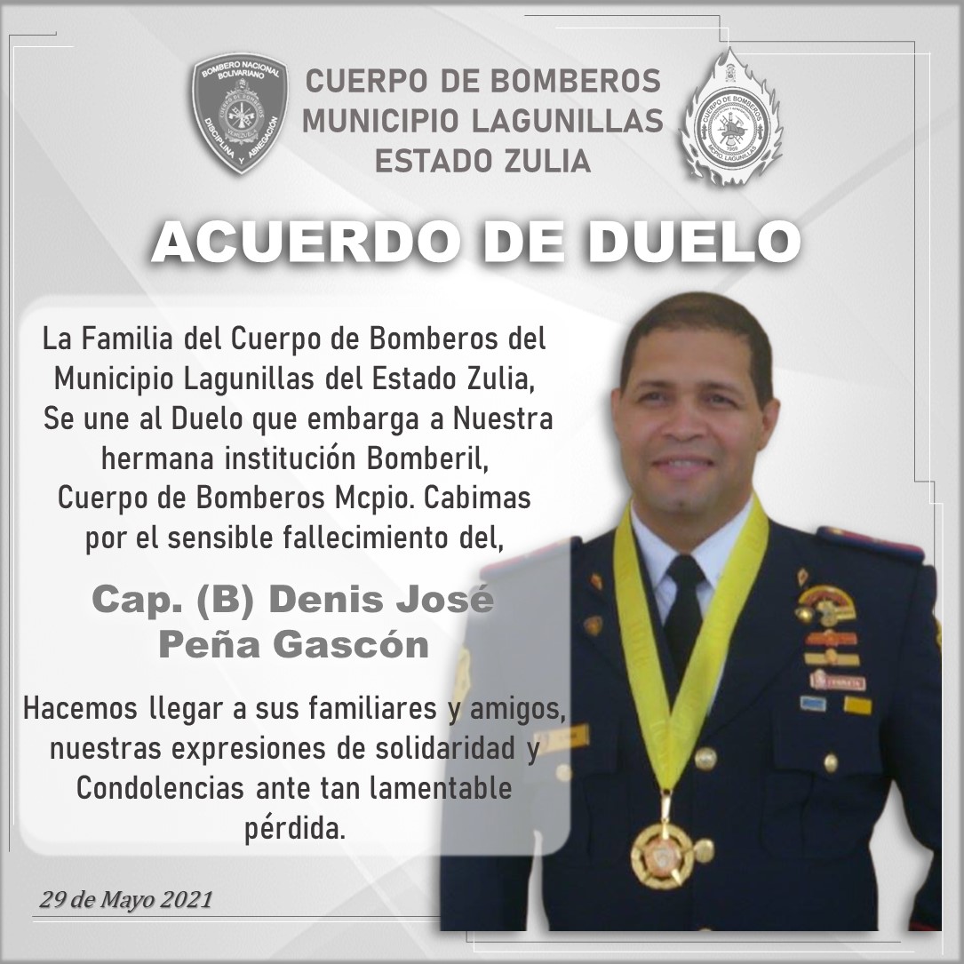 Cuerpo de Bomberos Municipio Lagunillas on Twitter: "La Familia del Cuerpo de Bomberos del Municipio Lagunillas del Estado Zulia, Se une al Duelo que embarga a Nuestra hermana institución Bomberil, Cuerpo de