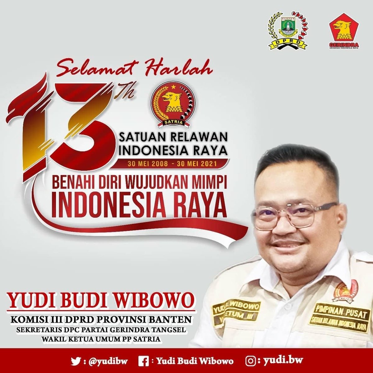 Waketum PP Satria ⁦<a href="/yudibw/">yudi budi wibowo</a>⁩ mengucapkan selamat harlah Satria yang ke 13.