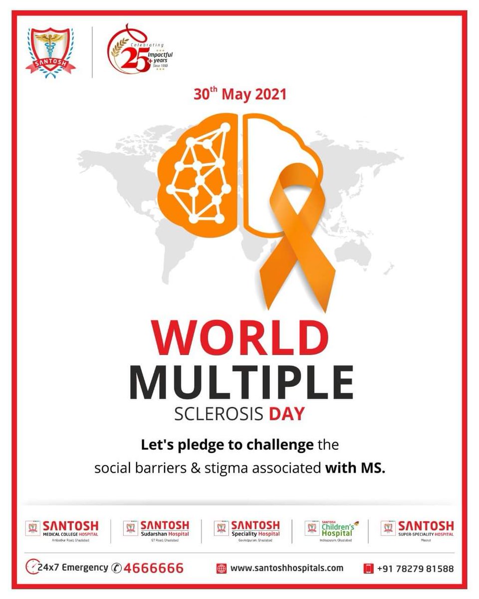 SantoshHosptls's tweet photo. Let's challenge the social barriers that leave people affected by MS feeling lonely and socially isolated. Together, we can win this!
#WorldMSDay2021 #MultipleScelerosis #Awareness #MSConnections #SantoshHospitals #NCRDelhi https://t.co/5QXn3cbAhp