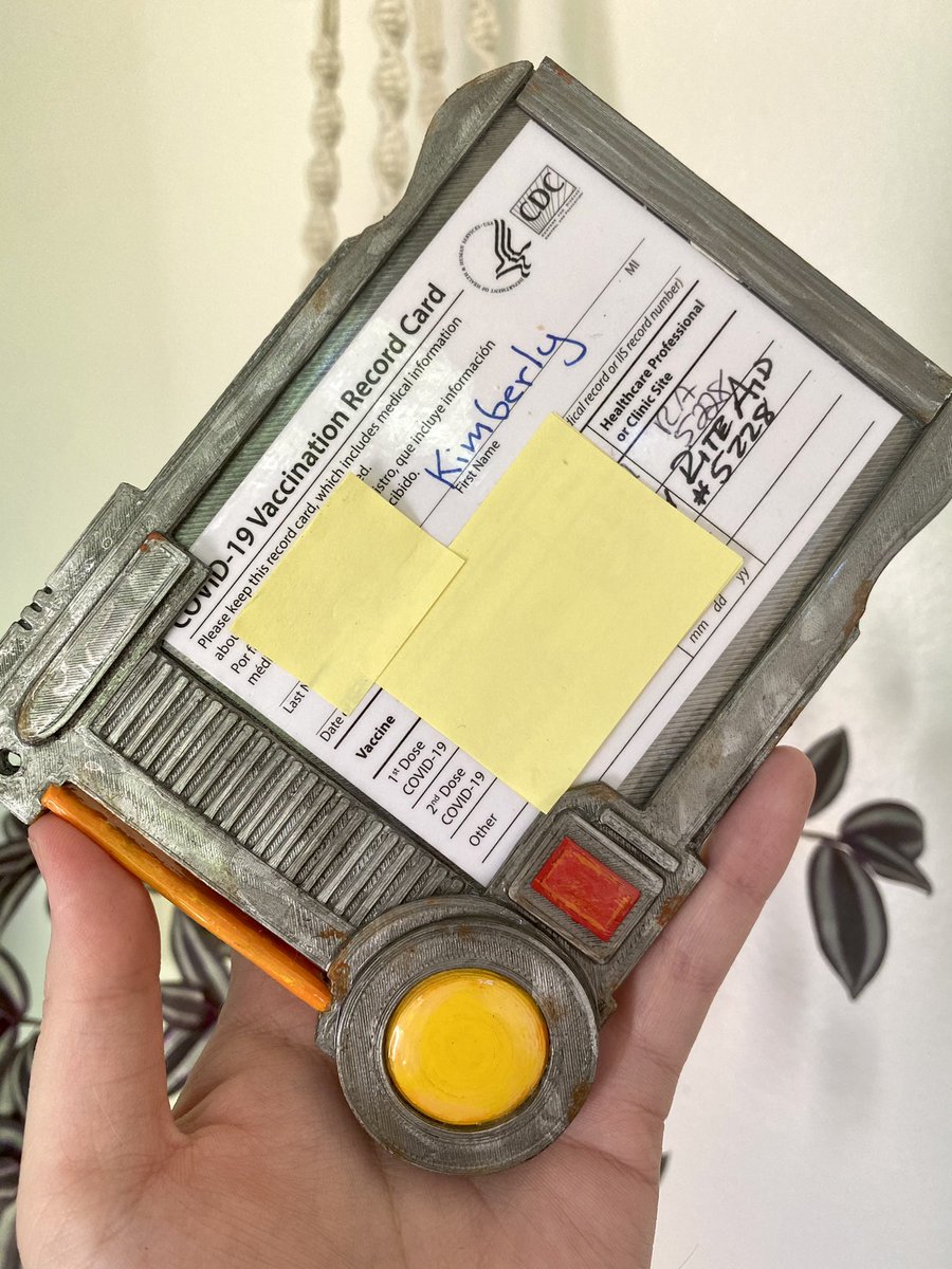 My new vax card holder; can anyone guess where the design is from? <a href="/Sigtric/">Just Sig</a> printed me the pieces, and I cleaned them up, glued them together, painted and sealed with UV resin: