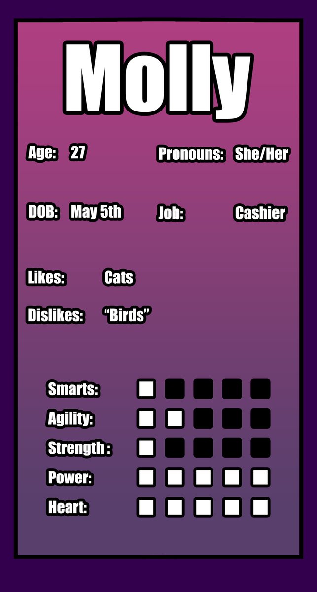 AMG2AComic's tweet photo. The first character card is now done! Best to start off with the main character Molly!

If you want a say on future character cards you can join my Patreon and vote for the following month’s card! 

Next Month’s Card: Harry!

#AMagicalGirlsGuideToAdulting #MagicGirl #AMG2A https://t.co/JZAzfL5lla