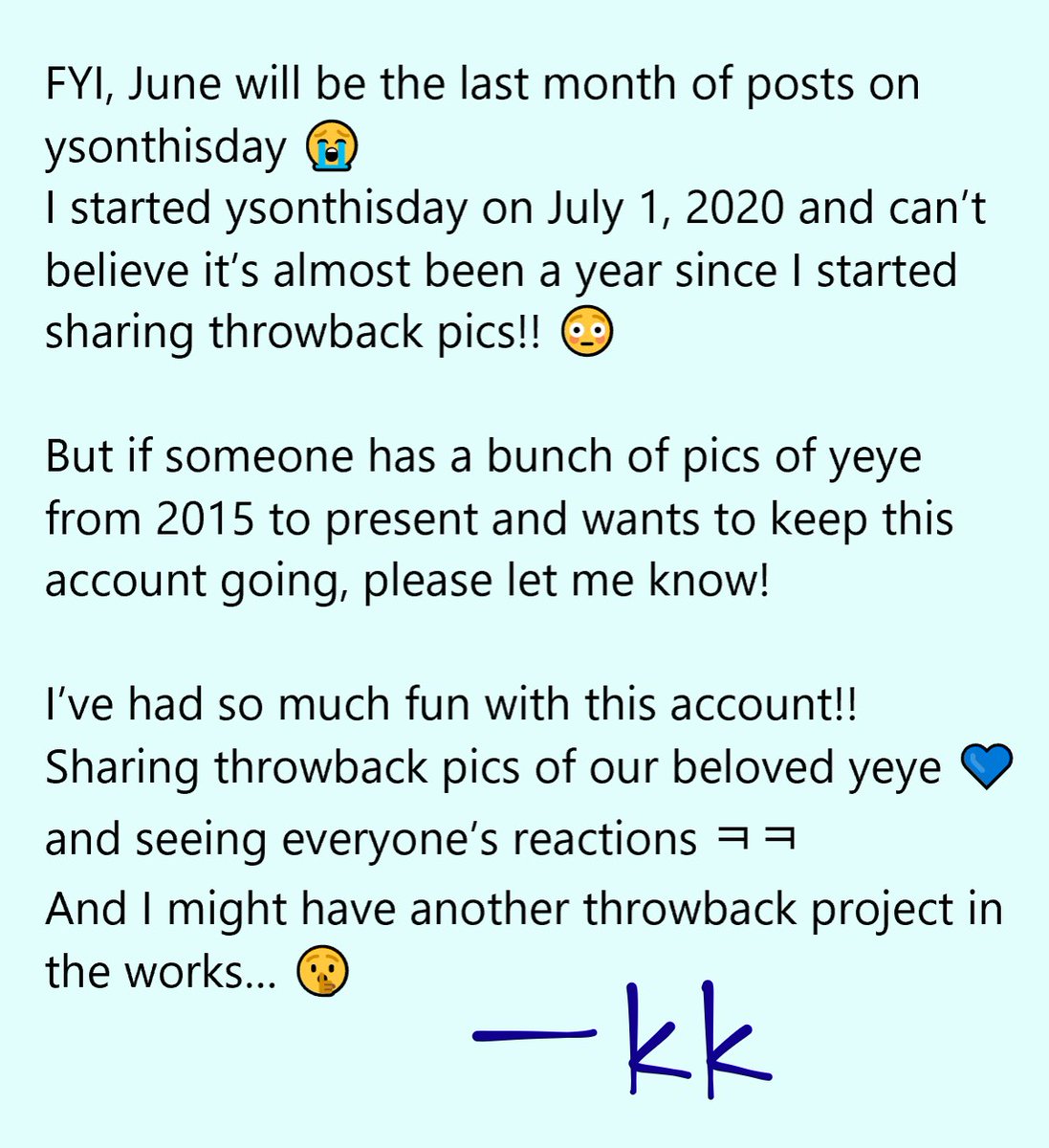 ysonthisday's tweet photo. FYI, June will be the last month of posts on ysonthisday 😭 https://t.co/q4fHdgGfc9