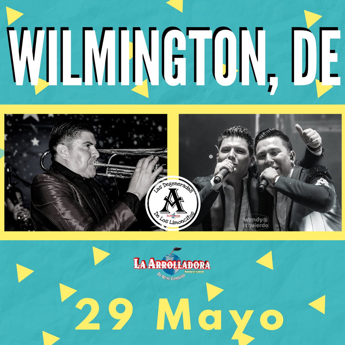_DEGENERADAS's tweet photo. ‼️CONTINUAMOS CON EL FIN DE SEMANA ARROLLADOR EN USA‼️

HOY▪️ 29 de Mayo La @Arrolladora 🍋 hará vibrar el escenario de 📍WILMINGTON, DELAWARE 💃🏻🥳  No te lo puedes perder🎉🤗

#PersiguiendoYCumpliendoNuestrosSueños 💃🏻
#SoyUnaLocaApasionadaAdictaDEGENERADA 👸🏻
@_DEGENERADAS 👑 https://t.co/h8rSq3DGGY