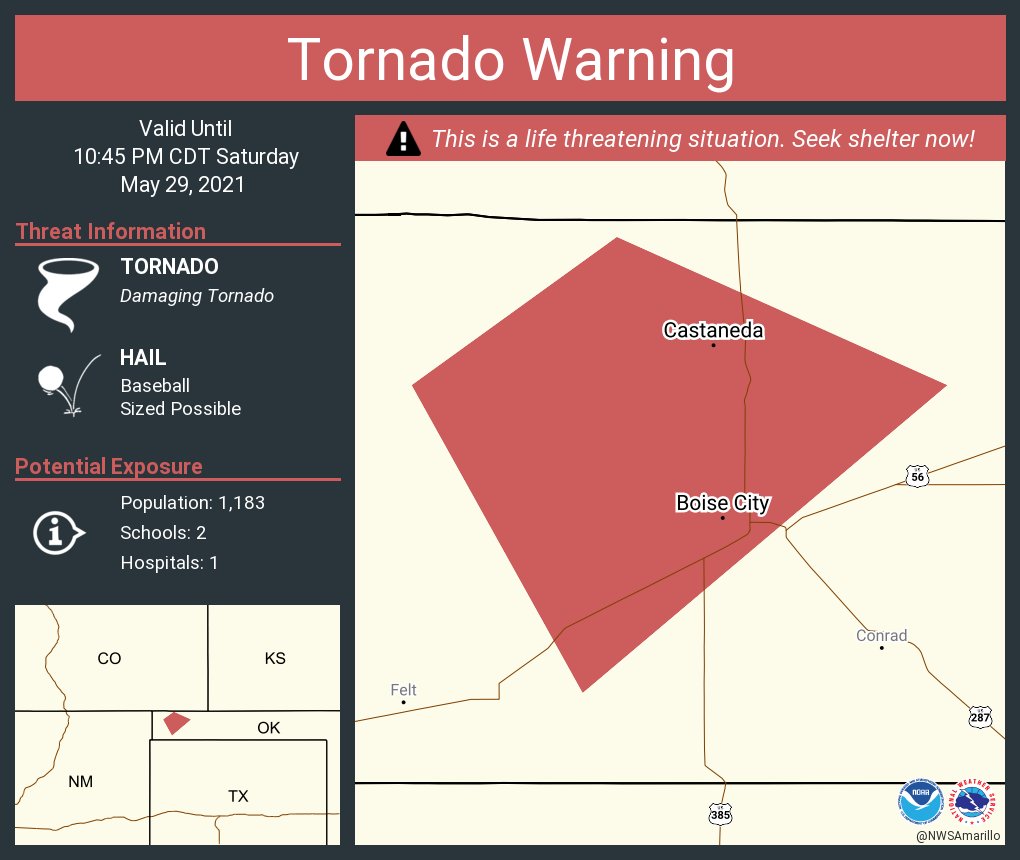 NWS Tornado on Twitter "Tornado Warning continues for Boise City OK