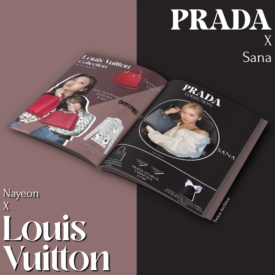 twice folder on X: #NAYEON X @LouisVuitton #SANA X @Prada @JYPETWICE  #TWICE  / X