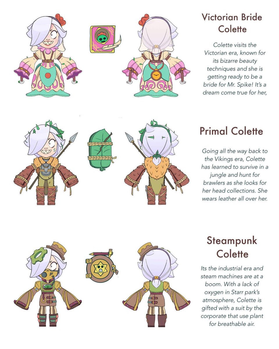 I have all my concept skins ready. Please share it to as many people as possible. I don't want it to die. #SupercellMake #BrawlStarsFanart #ColetteLostInTime <a href="/BrawlStars/">Brawl Stars</a>