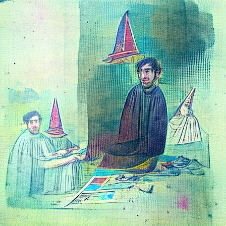danielrussruss's tweet photo. "Hamilton Morris wearing a wizard hat and a dark robe" + "screenprint" + "rennaissaince painting, 1834"
CLIP + VQGAN
#generativeart #AI #machinelearning #digitalart #hamiltonmorris https://t.co/i7SXIX4mtg
