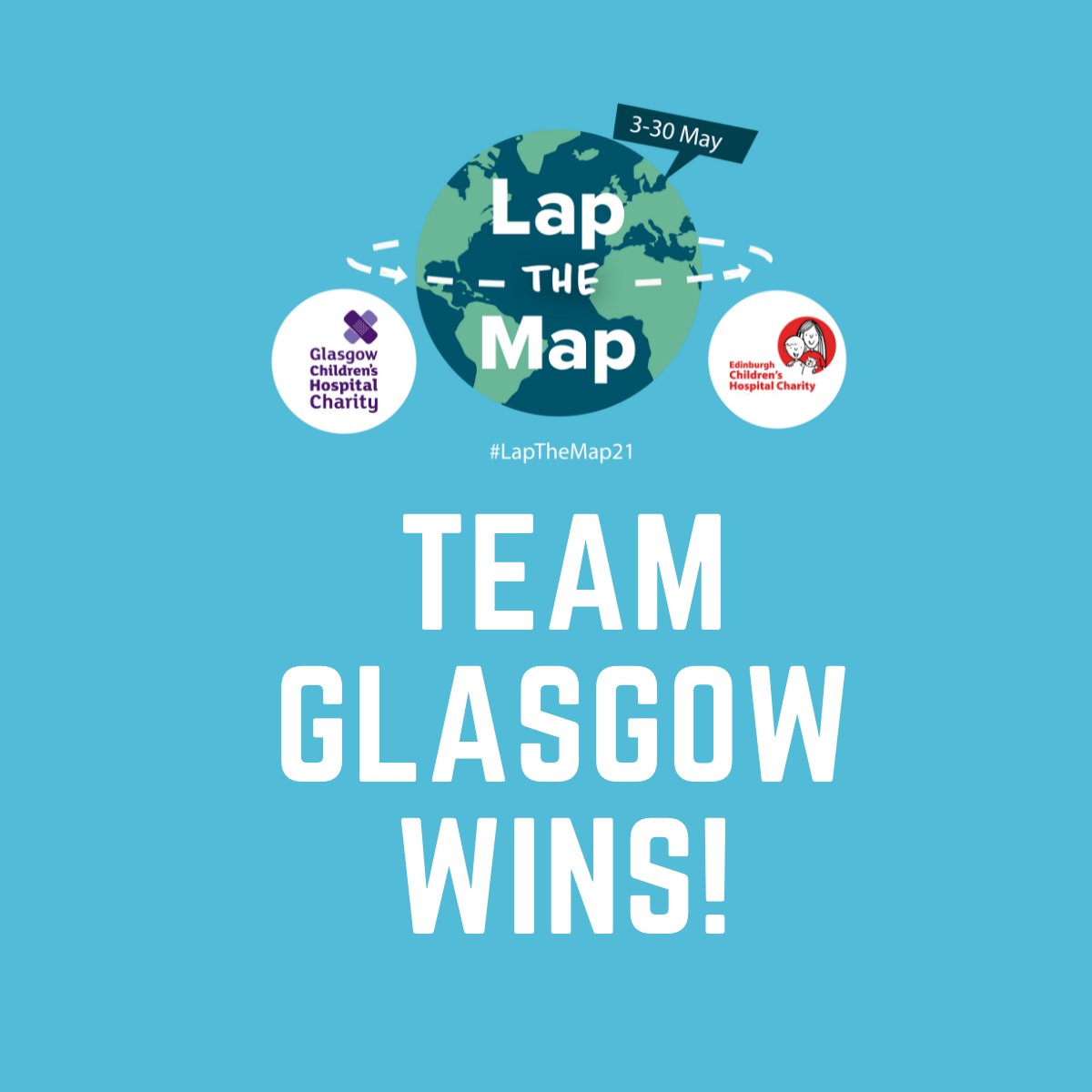 GCH_Charity's tweet photo. We did it, Glasgow! The #LapTheMap21 trophy belongs to the WEST 🙌🏆
Thank you to over 1,000 of you who took part in this year’s virtual fundraising challenge around Europe, beating @echcharity to the finish line and proving that West is best! Time to bask in the glory and 🔆😎 https://t.co/vrTR3kEPIb