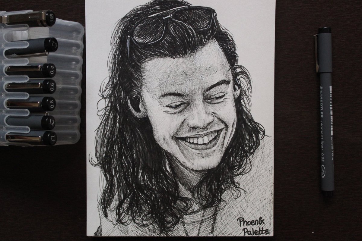 Phoenixpalette1's tweet photo. I've got a good feeling I'm just takin' it all in ✨@Harry_Styles @HSHQ 
@Staedtler 

I'm still learning this new style of drawing. Its tricky, messy and I absolutely love it!
Checkout Time-lapse of this drawing👇

https://t.co/KFwFF9weDO

#HarryStyles #OneDirection #FANART https://t.co/m6HjJr7NHi