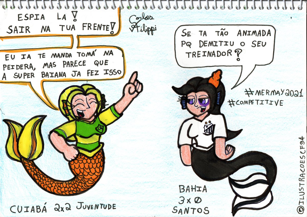 IlustracoesCF94's tweet photo. #Mermay2021
Dia 30: #Competitive (#Competitiva)
#ilustraçõescf94 #ilustracoescf94 #cartoon #toon #original #originalcharacter #oc #cuiaba #santosfc #belmira #dourada #futebol #charge #mermay #mermaid #sereia #arte #desenho #ilustração #cuiabaec #santos
@SantosFC @CuiabaEC https://t.co/Kc2dXqokqY
