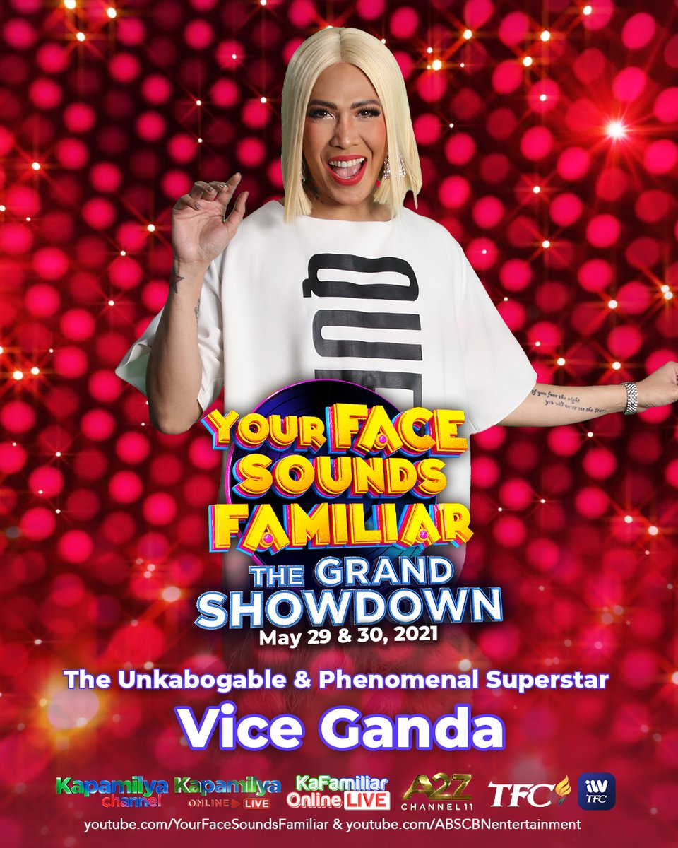 🎭 KaFamiliars and EVERYBODY! Abangan ang gandemic na pasavogue mula sa ating Unkabogable and Phenomenal Superstar VICE GANDA tonight sa Your Face Sounds Familiar: The Grand Showdown! 

Official Hashtag: 
#YFSFGrandWinner