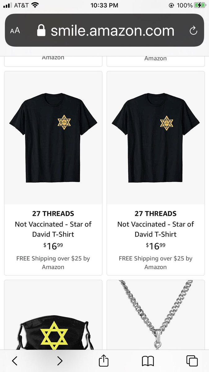 rogertansey's tweet image. Why in the world is @amazon selling “Not vaccinated - Star of David” T-shirts?