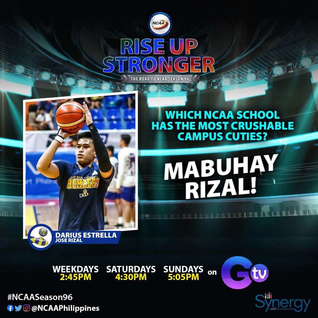 NCAAPhilippines's tweet photo. NCAA Campus Crushes | Rise Up Stronger

Cuties alert! 🥰 Get to know more about the NCAA campus crushes this Sunday, May 30 on 'Rise Up Stronger: the #RoadToNCAASeason96,' 5:05 PM only on GTV! #NCAASeason96 https://t.co/IVsuuyfgUi