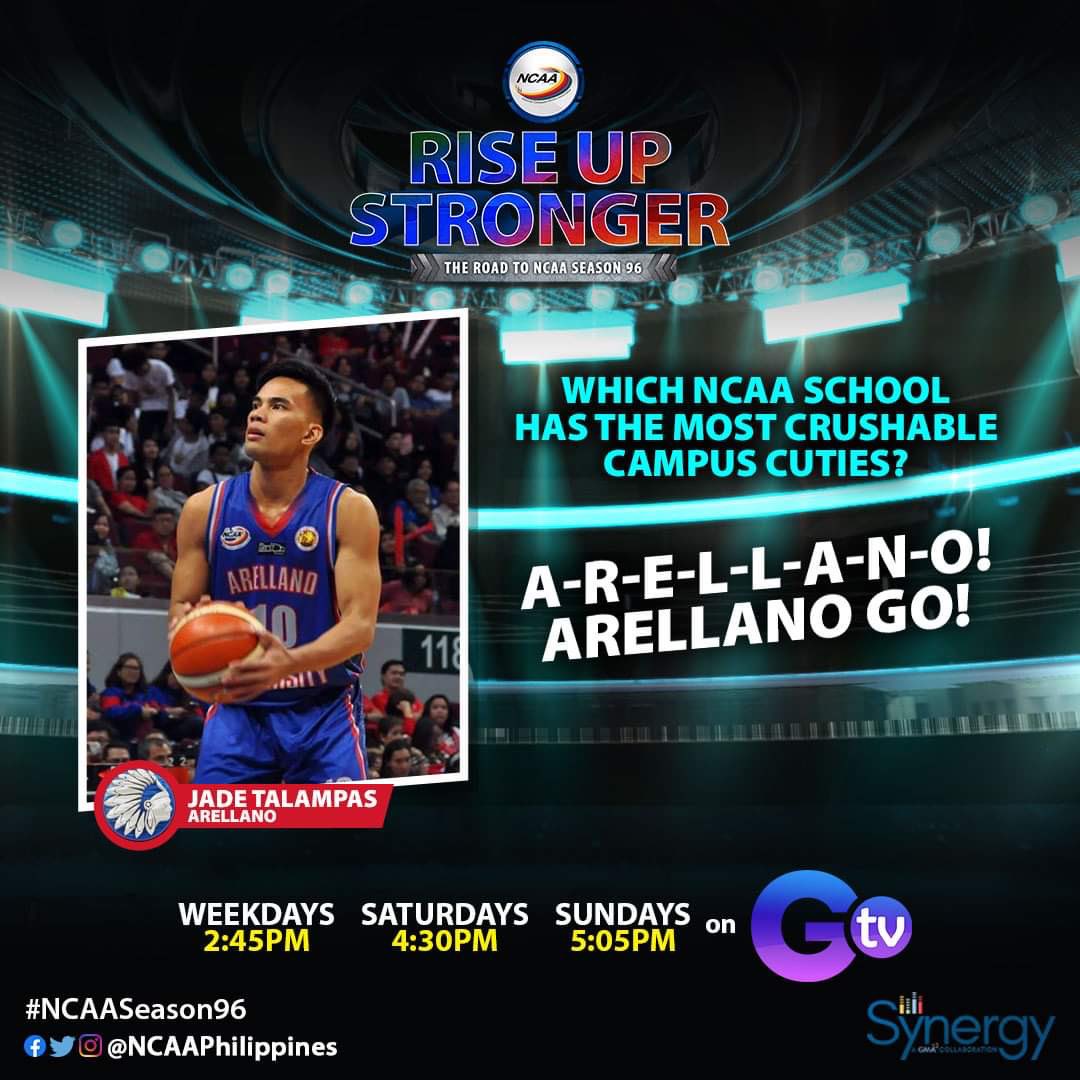 NCAAPhilippines's tweet photo. NCAA Campus Crushes | Rise Up Stronger

Cuties alert! 🥰 Get to know more about the NCAA campus crushes this Sunday, May 30 on 'Rise Up Stronger: the #RoadToNCAASeason96,' 5:05 PM only on GTV! #NCAASeason96 https://t.co/IVsuuyfgUi