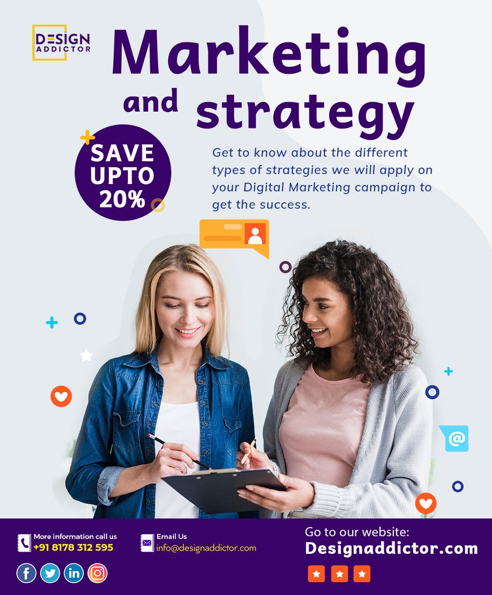AddictorDesign's tweet photo. Get to know about the different types of strategies we will apply on your Digital Marketing campaign to get the success.
 #digitalmarketingtips #digitalmarketingagency #digitalmarketinguk  #mobilefriendly #websitedesigning #websitedevelopment  #digitalmarketingagencyindia https://t.co/3Mvx4NOIJk