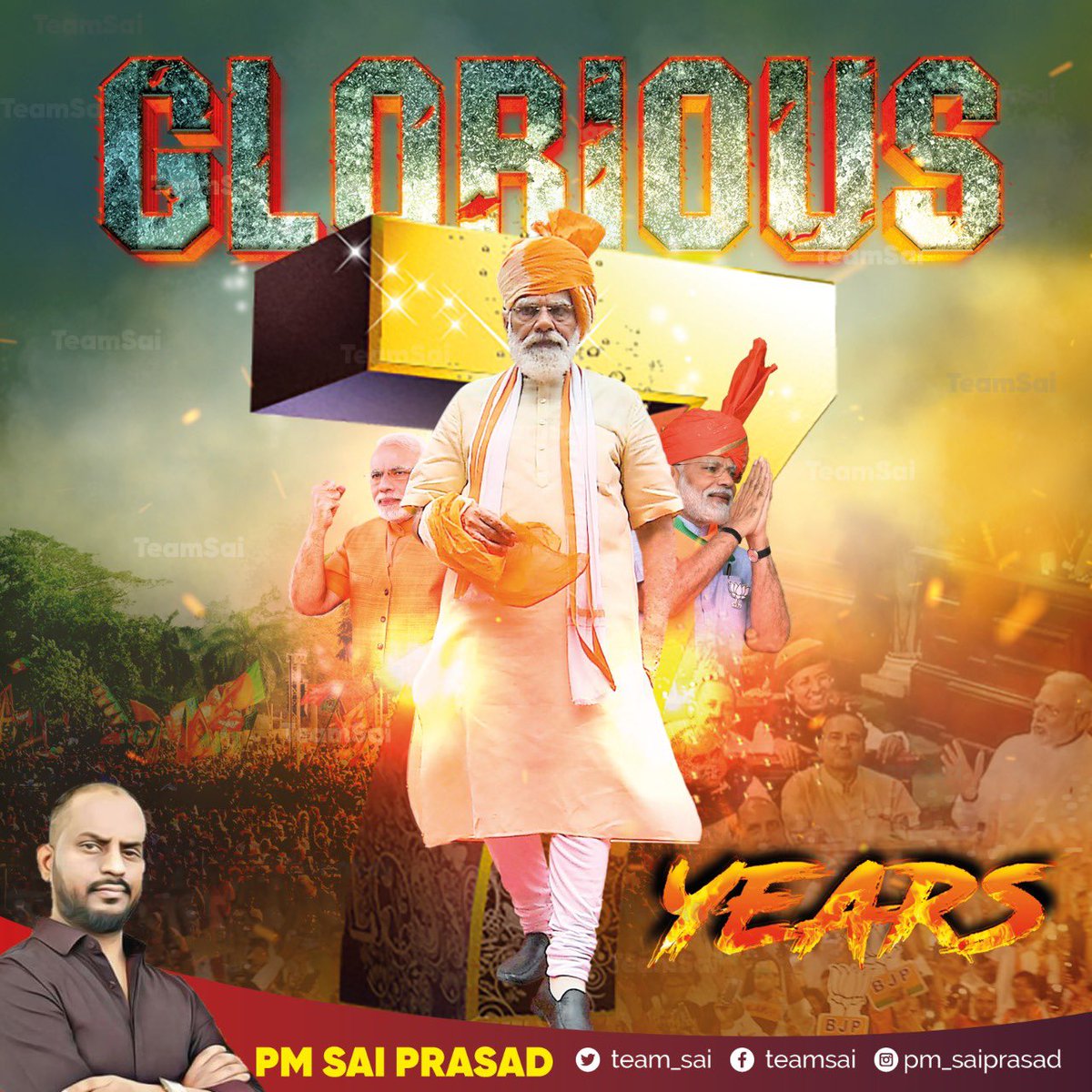 pm_saiprasad's tweet photo. #7YearsOfSeva 
PM @narendramodi belongs to the rare breed of untarnished political leaders. His place in history is assured.

#Modi ji a mirror in which millions of Indians see their cherished ideals reflected: justice, liberty, equality &amp; fraternity.
#7yearsofmodi 
@blsanthosh https://t.co/dJ3GhZgP5C