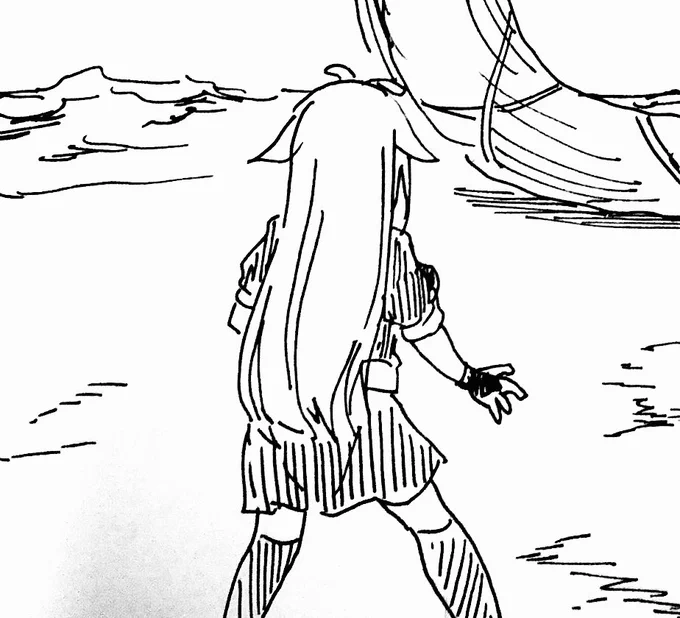 今回のマイフェイバリット・夕立ちゃんです。アレです、描いてる間伊藤潤二先生のあみがら断層の怪がずっと頭の中で自動再生されてました。 