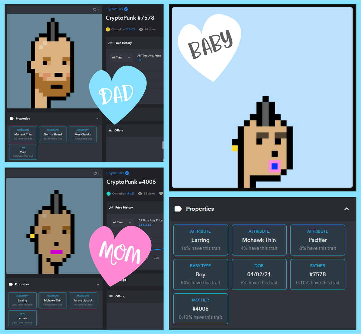 shaktiyan_'s tweet photo. 👨Punk #7578 ❤️ Punk #4006  👩 = Babypunk #362 👶

@cryptobabypunks 

https://t.co/w2lKov0RjB

#punksfamily #cryptopunks #altpunks #cryptobabypunks #nft #nfts #nftcollector https://t.co/n1Nn3xUd3o