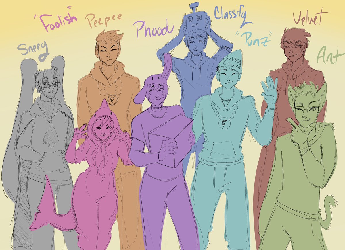 Oceanstoforests's tweet photo. PP crew doodles! (Background is yellow cause pp haha get it)
#sneegart #antfrostfanart #velvetiscakefanart #Punzfanart #foolishgfanart #gumifanart #phoodu I don’t know how to tag classify uh https://t.co/nuCOPS0n4g