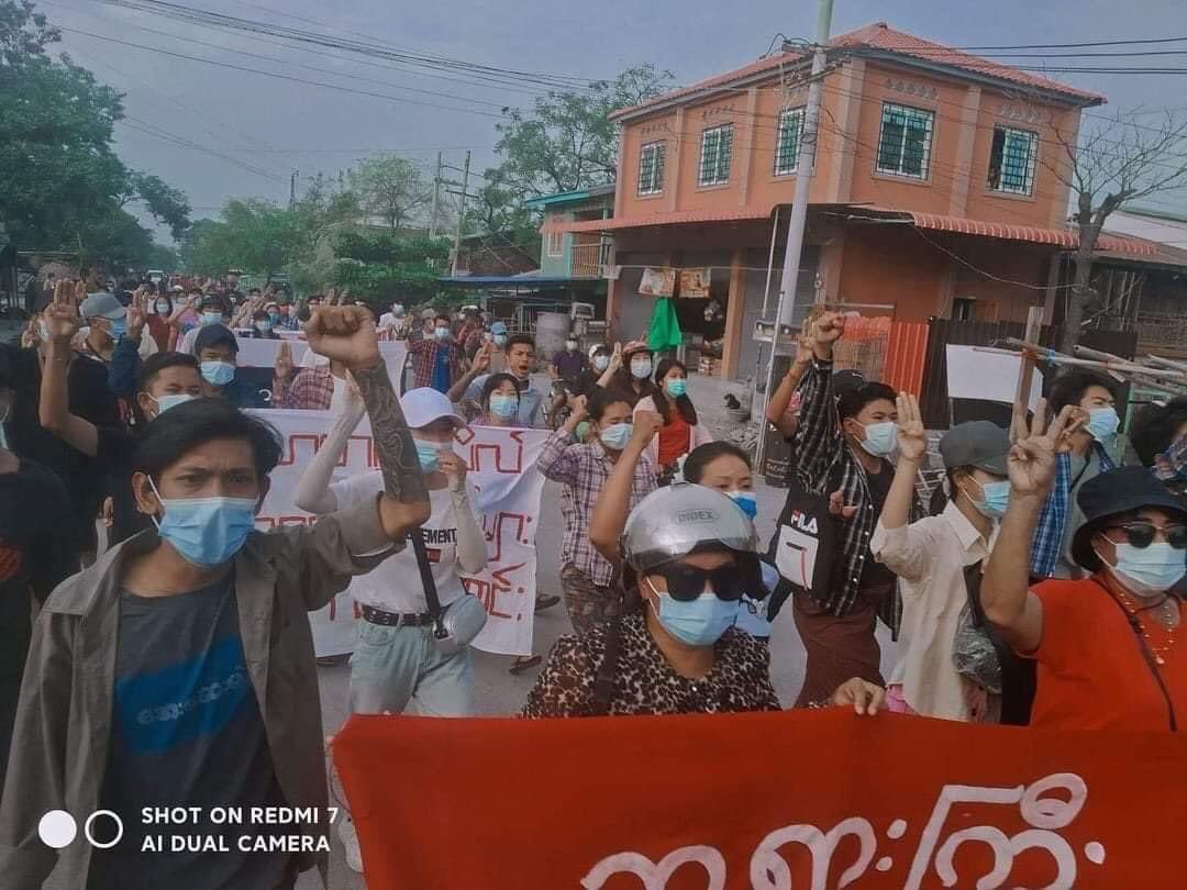 In many parts of Myanmar, another day of protest against military rule #WhatsHappeningInMyanmar