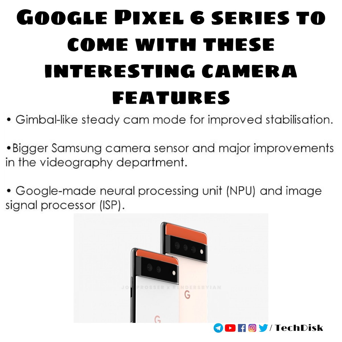 Pixel 6 series is expected to launch later this year...
#TechDisk #Google #GooglePixel #GooglePixel6 #GooglePixel6Pro #GooglePixelCamera #GoogleCamera #GooglePixel6Camera #GooglePixel6Series