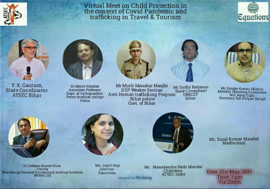 Balkalyan_ashrm's tweet photo. Secretary of @bksranchi, @sanjaykmranchi keynote speaker for a #VirtualMeet on #ChildProtection in the context of #CovidPandemic & #Trafficking in #TravelandTourism on Monday, 31st May, 2021at 3:00PM organized by #ATSEC and #EQUATIONS. https://t.co/4MnZKdhcgl