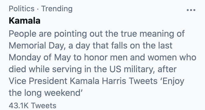 TimRunsHisMouth's tweet photo. Someone at Twitter is getting fired for this summary of the  Kamala trend. https://t.co/q5weLri6zv