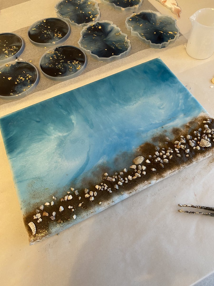 RisenDesign1's tweet photo. Good morning #Ukweekend #EarlyBiz Looking forward to a bit of sun today. Do you remember the disaster I had with my first sea canvas? Well I have tried to fix it. Personally not happy with it but what do you think? No more canvas for me unless it’s paint 😂 https://t.co/rgJ7pLm62Q