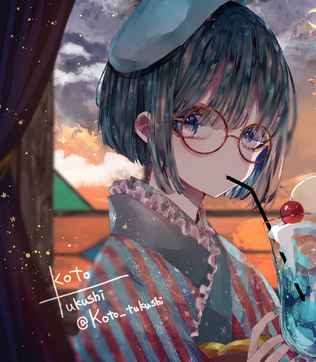 合作 大正レトロ クリームソーダ おむたろ 新作あげのイラスト 合作 大正レトロ クリームソーダ おむたろ 新作あげのイラスト