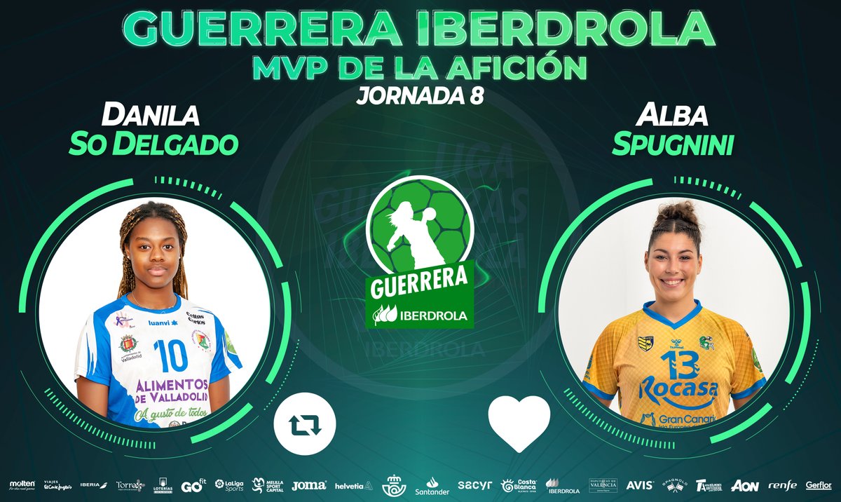 ⭐️ #GuerreraIberdrola - Jornada 8
 
🆚 <a href="/BmAulaCultural/">CD Balonmano Aula</a> : <a href="/BMRemudas/">Rocasa Gran Canaria</a>

♻️ RT: <a href="/danilasodelgado/">Danila So Delgado</a>
❤️ Me gusta: Alba Spugnini