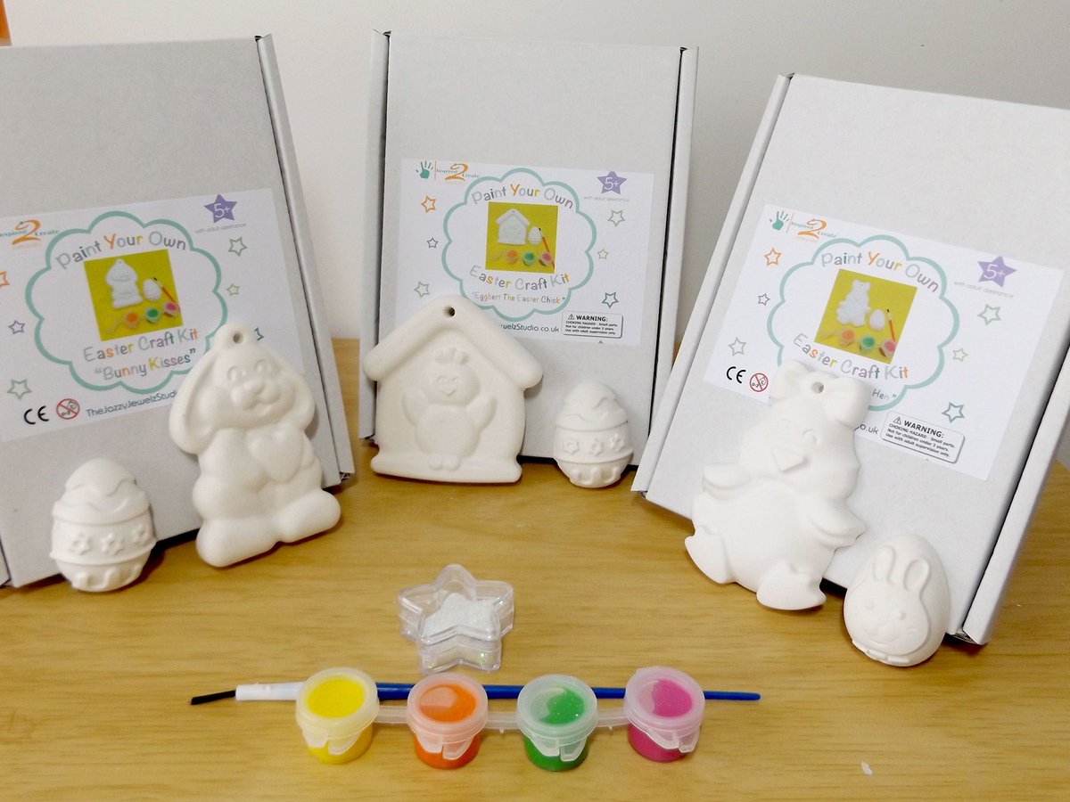 Paint your own Easter Ornaments - Easter Craft Kit - Easter Craft Gift for Children tuppu.net/d3c06cc3 #Etsy #TheJazzyJewelzStudio #PlasterCraftKit