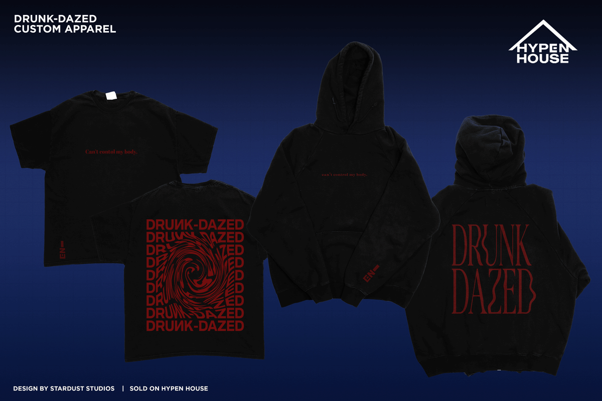 HypenHousePH's tweet photo. daze daze daze~

we've designed custom merch inspired by the drunk-dazed era for engenes to wear! 

🖤 this is an interest check. tell us what you think! https://t.co/szjJP5RNIs