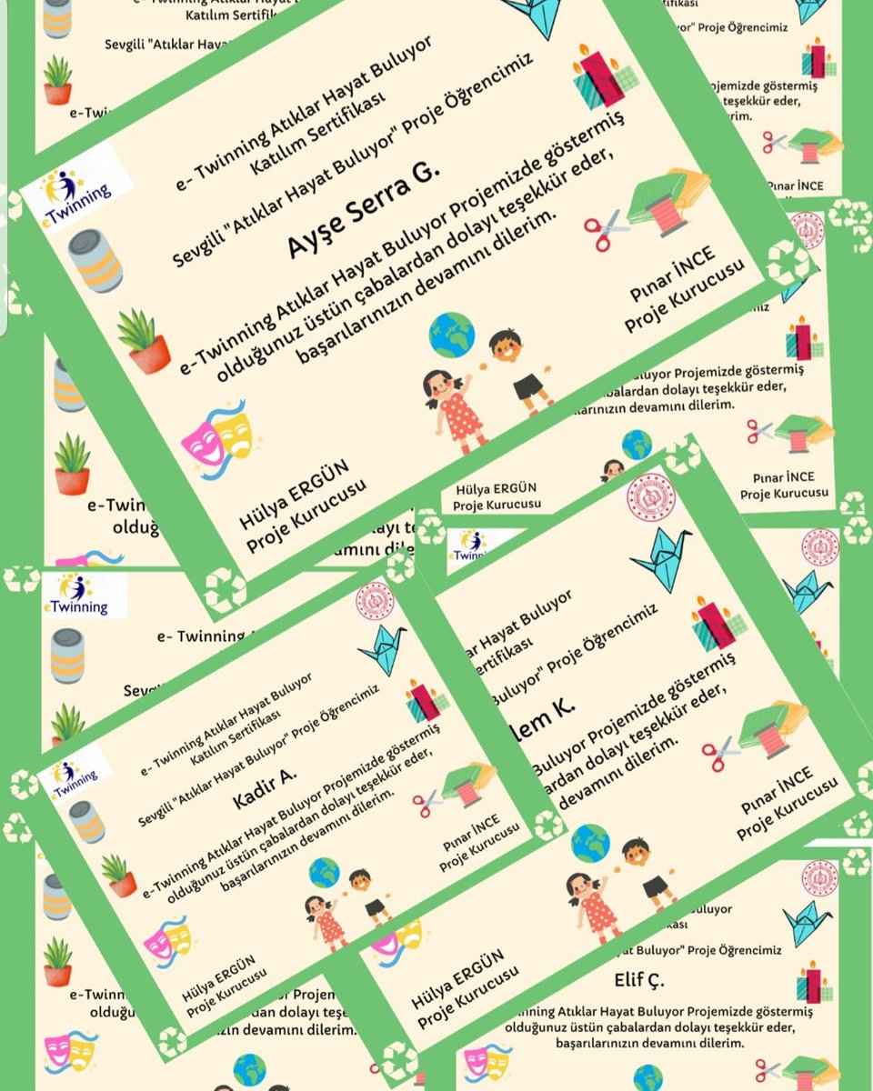 Projemiz öğretmen,öğrenci ve veli katılım belgelerimiz.Hepsine sonsuz teşekkür ederiz.Hülya  ERGÜN-ERDEM Bayazıt İlkokulu.  <a href="/tretwinning/">eTwinning Türkiye</a> <a href="/eTwinningBingol/">eTwinning Bingöl</a> <a href="/eTwinning_ist/">eTwinning İstanbul</a> @ErdemBayazitO34 <a href="/MimarBingol/">Mimar Sinan BİNGÖL</a> <a href="/eTwinningDestek/">eTwinning Projects Dissemination</a>