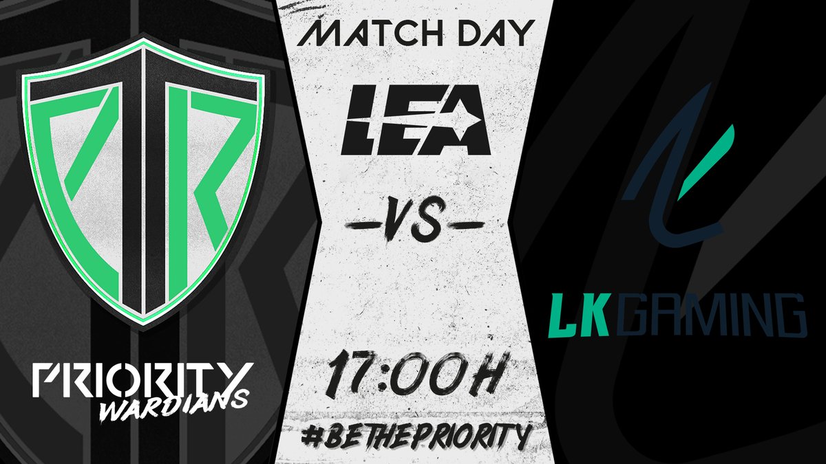 [#LeagueOfLegends] Nueva jornada para Wardians en la LEA!

🏆 <a href="/LEAmateur_/">LEA</a> 
⚔️ <a href="/LKGamingClub/">LK Gaming</a> Academy
⏰ 17:00
📺 Twitch.tv/priorityesports

¡Pasaros a animar al equipo!💚