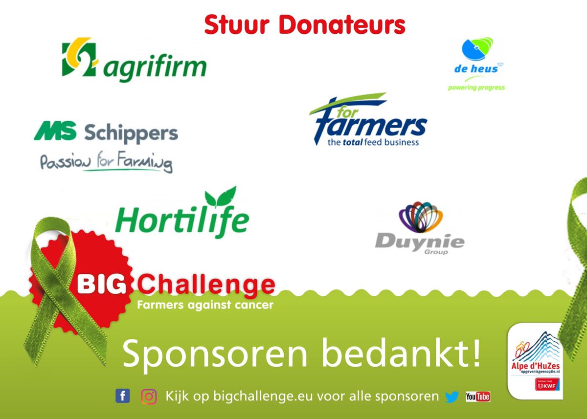 Bedankt stuur #sponsors dank voor jullie bijdrage <a href="/kwf_nl/">KWFKankerbestrijding</a> <a href="/alpedhuzes/">Alpe d'HuZes</a> dit jaar spandoeken op onze #virtuele berg <a href="/Agrifirm/">Agrifirm</a> <a href="/De_Heus_Voeders/">De Heus Voeders</a> <a href="/ForFarmers/">ForFarmers</a> @feed_nl <a href="/msschippers/">MS Schippers</a> <a href="/hortilife_3/">hortilife</a>