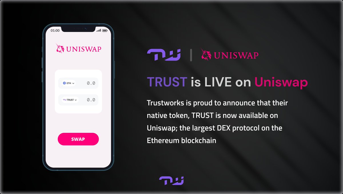 mrrpiusz's tweet photo. Here is a big reminder that @Trustworks_NfT is now live on the largest DEX protocol on the Ethereum Blockchain, @Uniswap.
#DeFi #NFT #Trustworks $TRUST
#CTBot Adrop RAM 0.5 trx 50 https://t.co/8mdRUDoILs