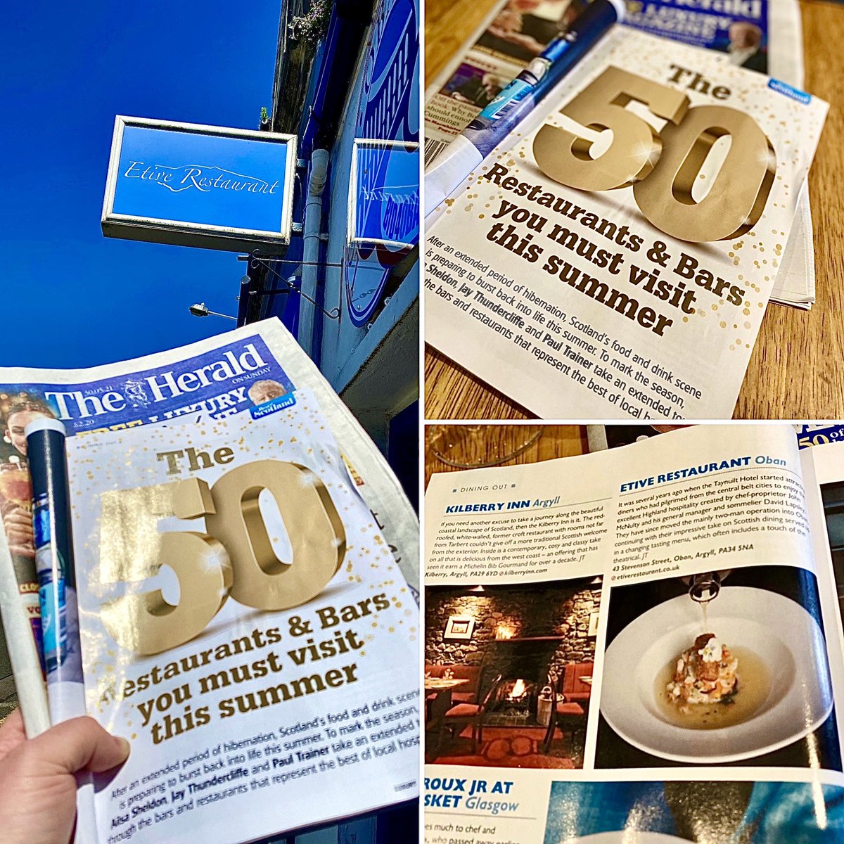 Amazing <a href="/heraldscotland/">The Herald</a> <a href="/HeraldonSunday/">Herald on Sunday</a> 
#oban #argyll #myargyll #loveoban #visitoban #booknow @EtiveRestaurant #michelinguideuk #aahospitality #sunday #SundayMotivation #fullybooked