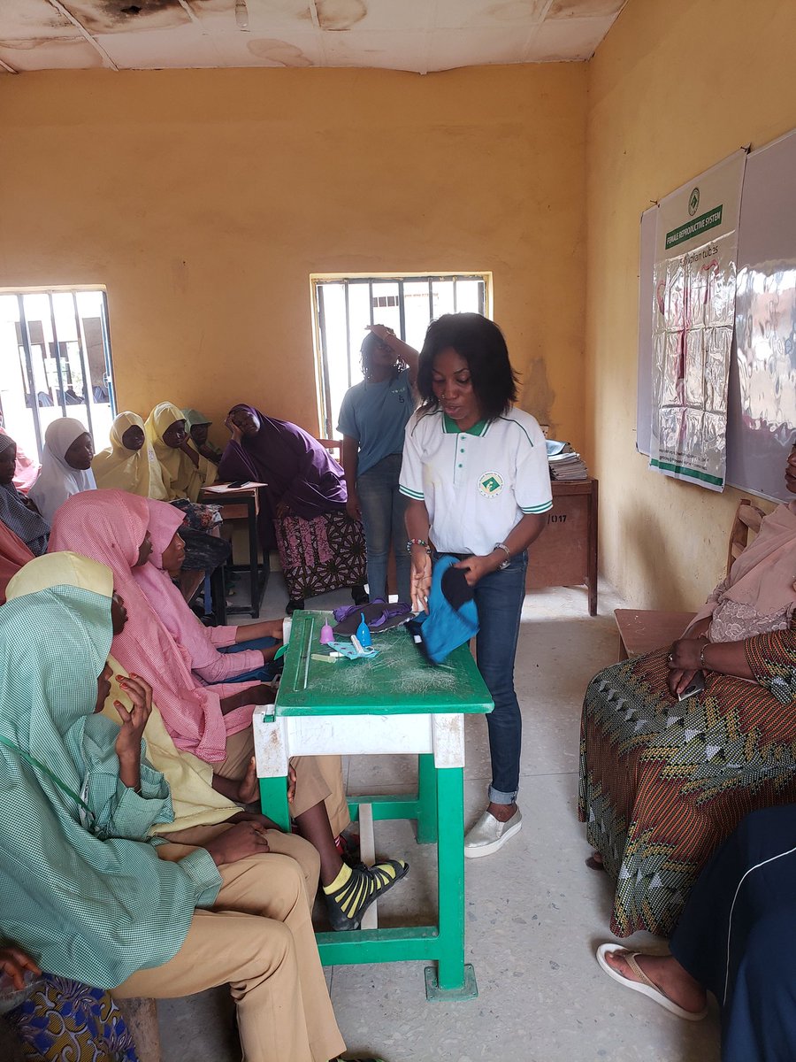 PDICHng's tweet photo. @PDICHng commemorated  #MenstrualHygieneDay 2021 with the students of Awal Ibrahim Anguwan Junior Secondary School Suleja, Niger State.We educated them about Menstrual Health &amp; Hygiene in addition to distribution of free pads &amp; PDICH Period hand book
#ItsTimeForAction
#education https://t.co/BKKYKoYSyd