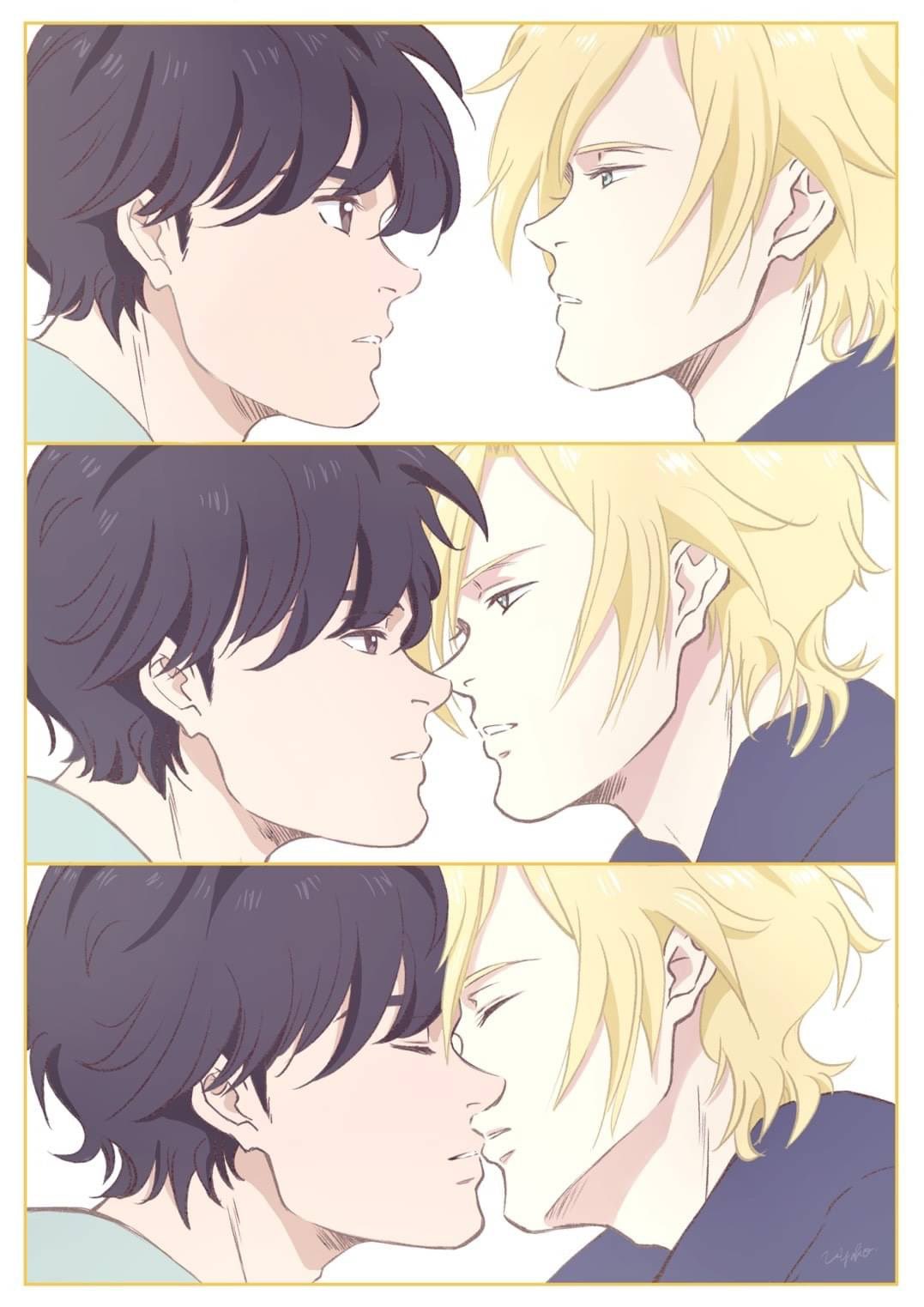 だし汁うよ子 アッシュのキス顔が見たくて Bananafish Bl Boyslove ボーイズラブ Bf イラスト アッシュ アッシュリンクス 奥村英二 バナナフィッシュ 手描きイラスト T Co Fsnsty09ti Twitter