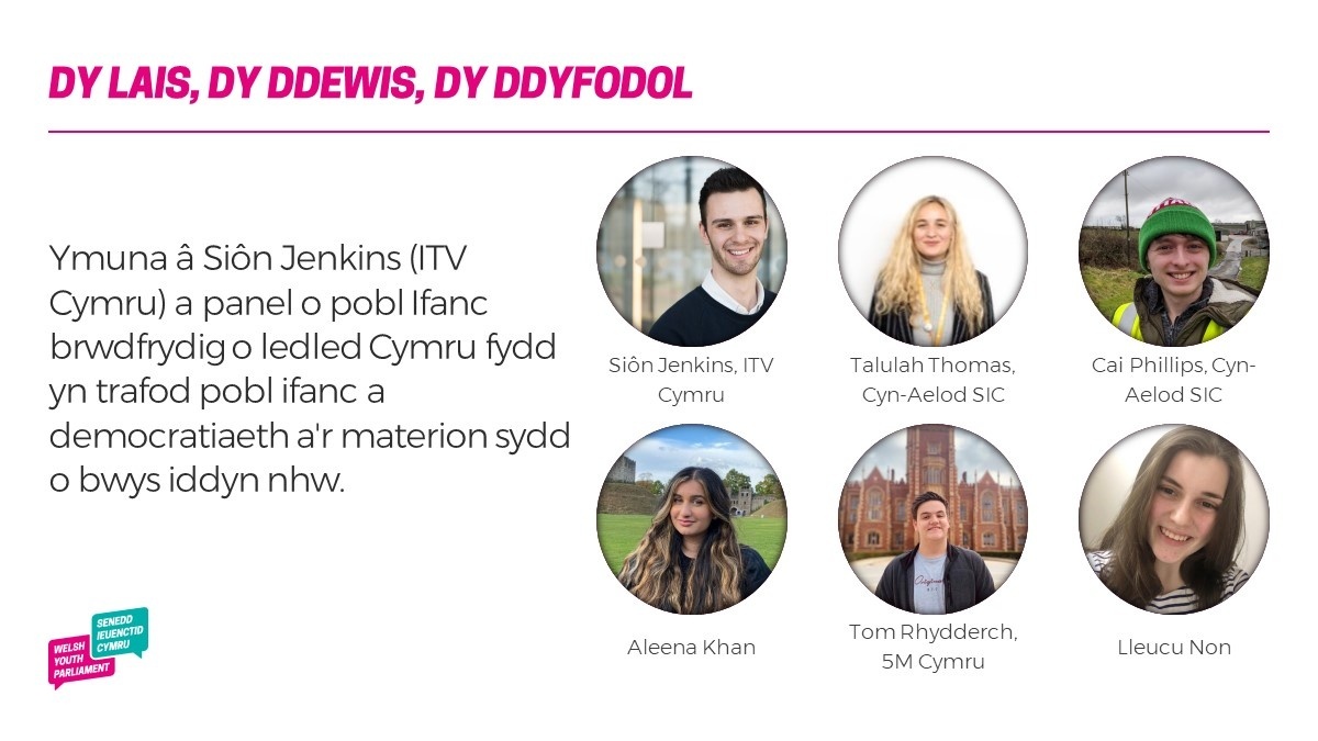 SeneddIeuenctid's tweet photo. Mae’n fwy na jest 'gwleidyddiaeth'. Mae hyn yn ymwneud â'r amgylchedd, ysgolion, iechyd. Popeth sydd o bwys.

Ymuna â ni ar gyfer lansiad Senedd Ieuenctid Cymru, yng nghwmni @Sion_J, @tomrhydderch, @CaiCymro, @talulahhthomas, @golauannwyl &amp; @KAleena2021

https://t.co/VnT7CMFohb https://t.co/aVu1nXR5dx