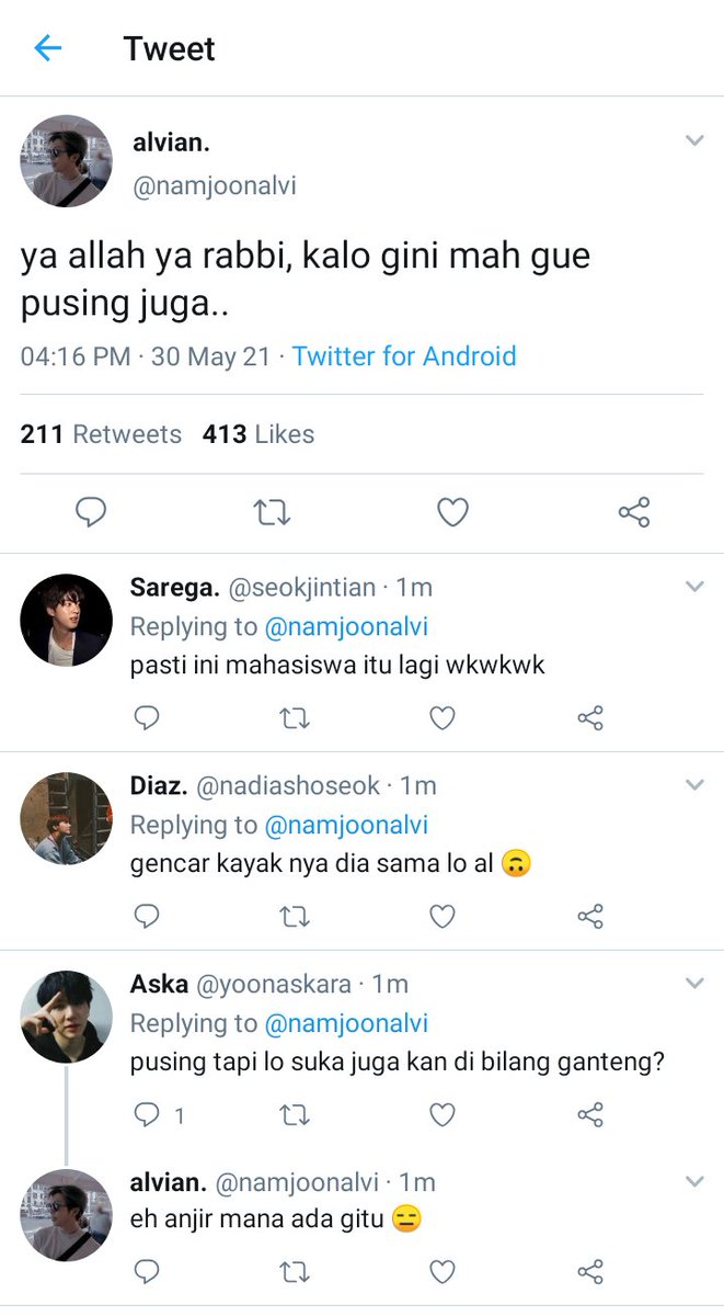 armyhaluzone2's tweet photo. [ahz] motto hidup arin pas udah lulus nanti adalah nikah sama dosen labor alvian yang gantengnya seantero fakultas informatika.

"gapapa, namanya juga gue usaha. bismillah jodoh pak al."  https://t.co/AShGDVY1Y3